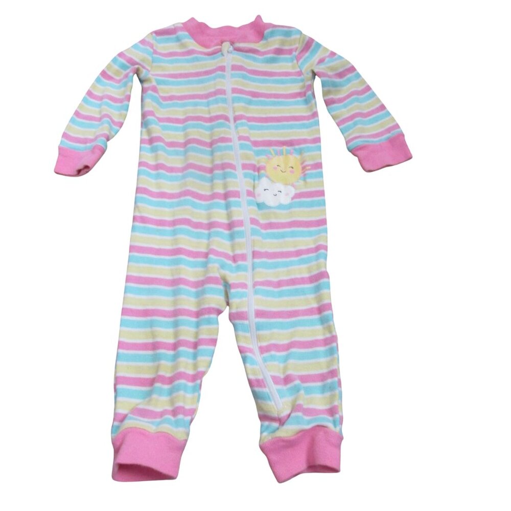 Little Me Zip Up Footless Sleeper Toddler Girls 12M Pink‎ Long Sleeve Jammies